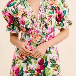 FARM Rio Floral Romper - Pink and Green